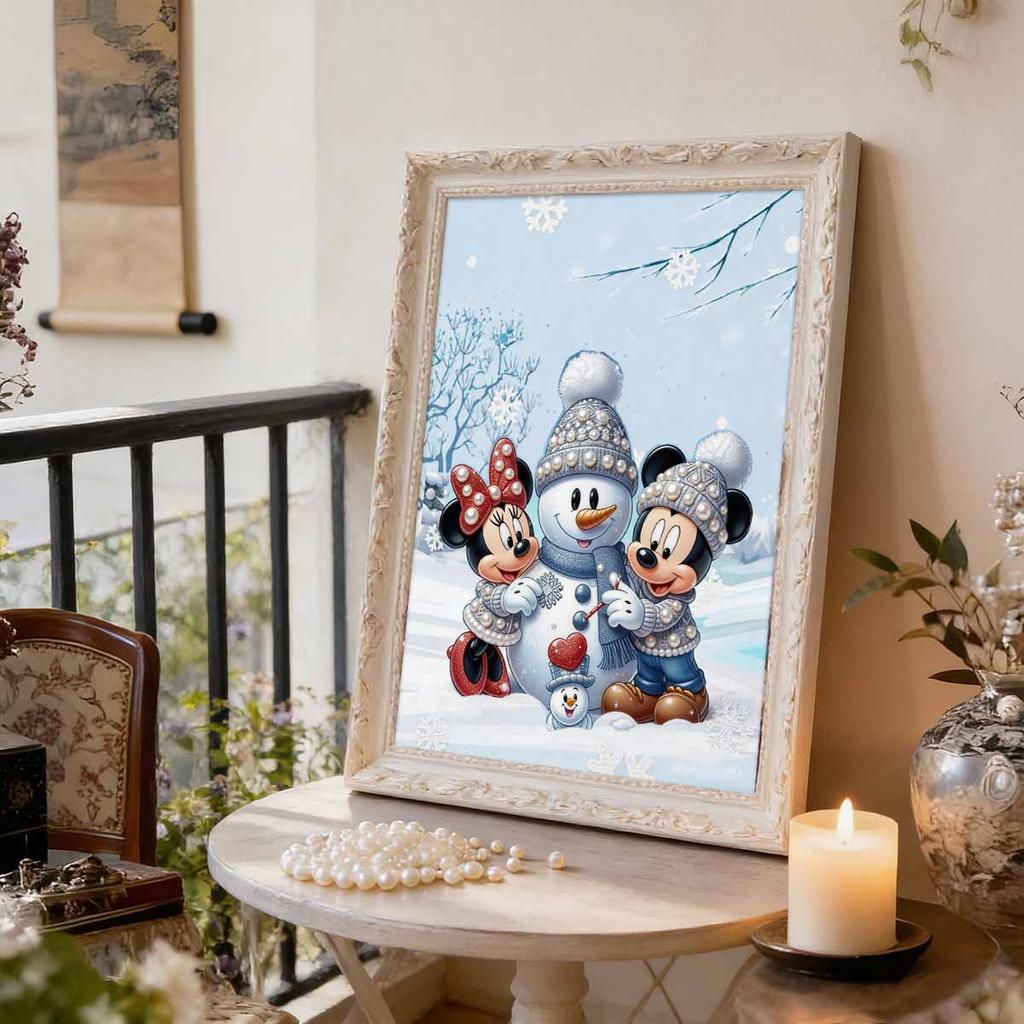Disney Микки Минни Снеговик 5D DIY Набор для рисования жемчужной мозаикой Рождественская Зимняя Сцена со Снеговиком Вышивка Пазл Вышивка крестом Домашний Декор
