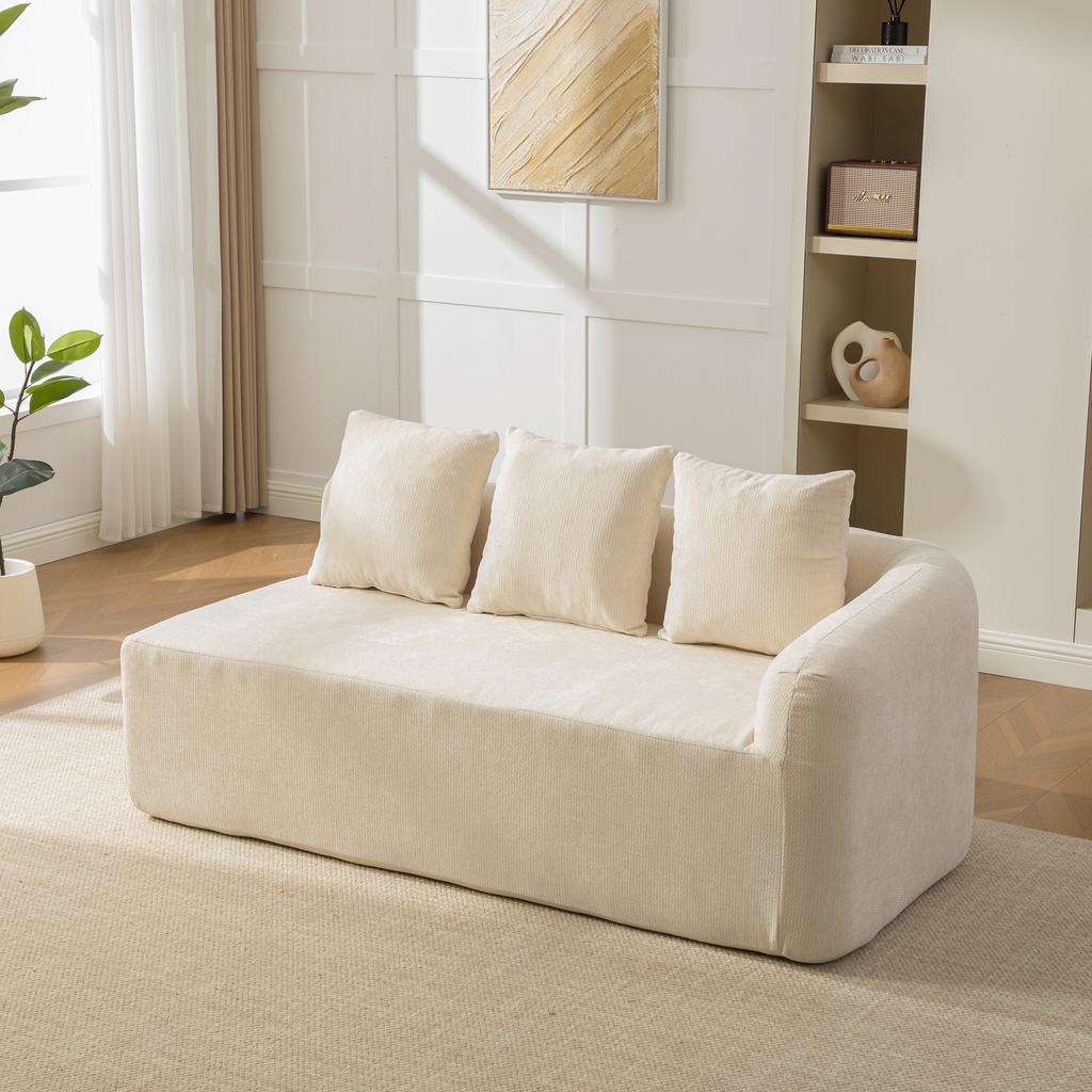 Modular Compression Sofa made of Chenille Fabric, filled with 30D high-resilience foam. Easy to move, non-slip base, ideal for living room.Beige
