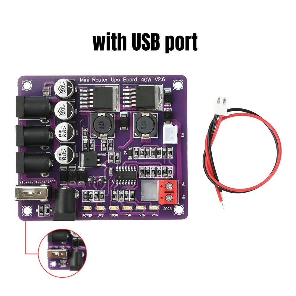 40W Uninterruptible Power Supply Module 4-Channel Output Battery Charging Board Mini Router UPS Power Module Battery Indicator