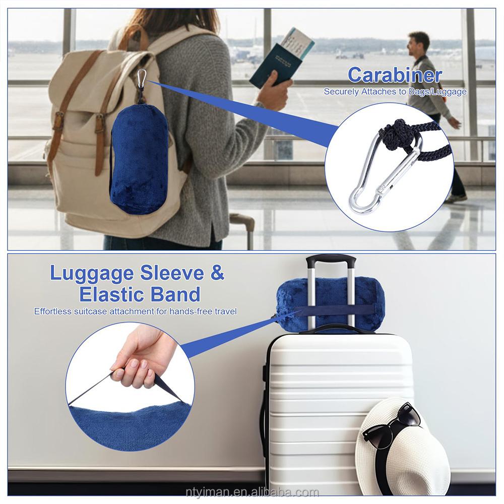 2 in 1 Multifunctional Travel Blanket, Lightweight and Warm, with Drawstring Storage Bag, Suitable for Aircraft and Camping