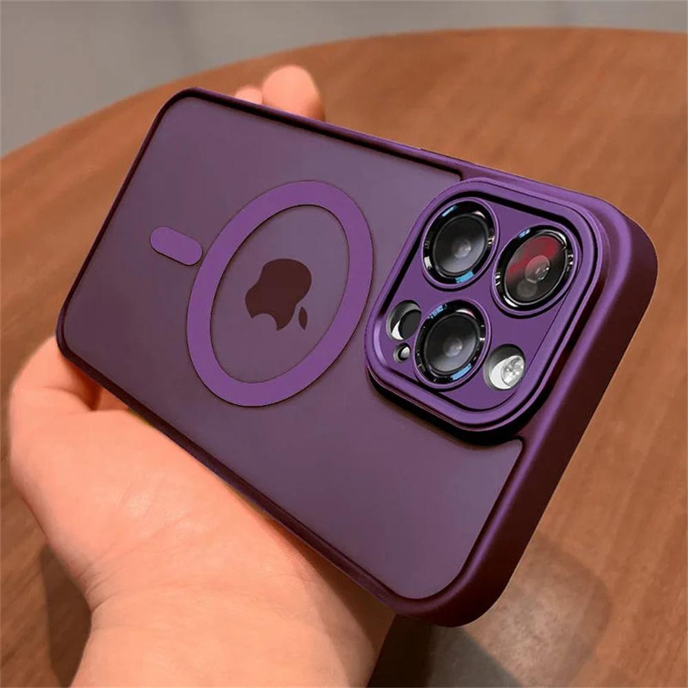 Магнитный бронированный чехол Magsafe для iPhone 12 13 mini для iPhone 16 15 14 13 Pro Max Plus Беспроводная зарядка Крышка Матовый Полупрозрачный ПК