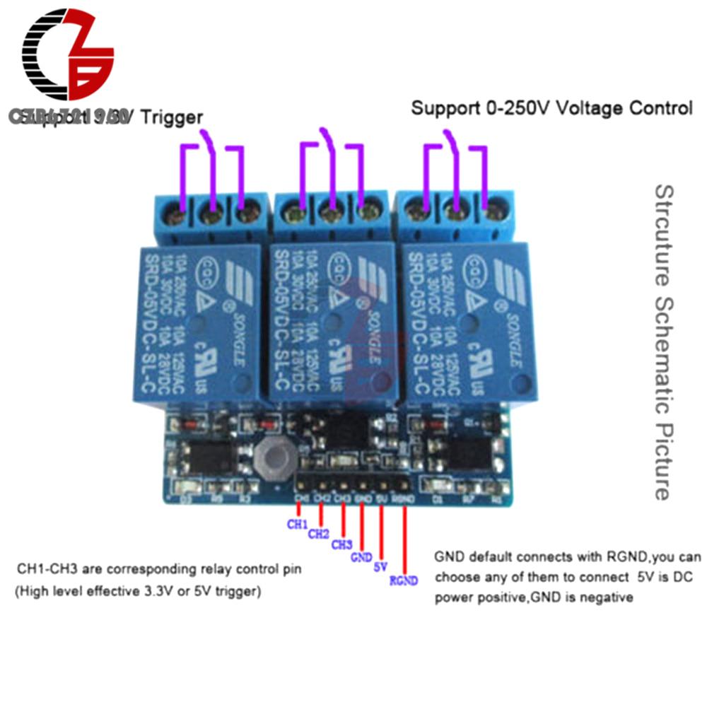 3,3 В 5 В 3-канальный релейный модуль 5 мА с сигналом, совместимым с изоляцией оптопары