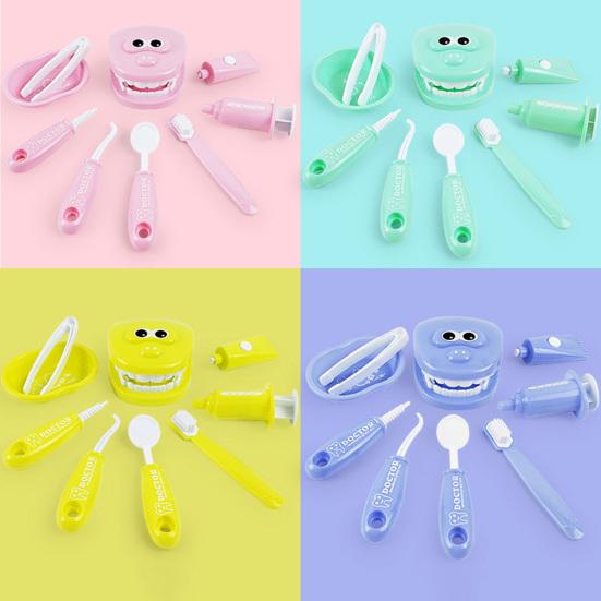 9Pcs/Set Kids Educational Dental Scene Toy Набор дошкольных обучающих игр для чистки зубов