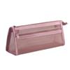 Mesh Pencil Case Compact Makeup Travel Case Large Capacity Portable Stationery Bag Transparent Nylon Organizer for School Exams