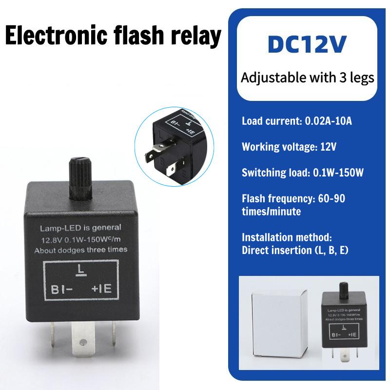 12V 3 Pin Car LED Adjustable LED Flasher Relay Turn Signal Indicator Motorbike Fix Motorcycle Flasher Moto Accessories 0.1W-150W