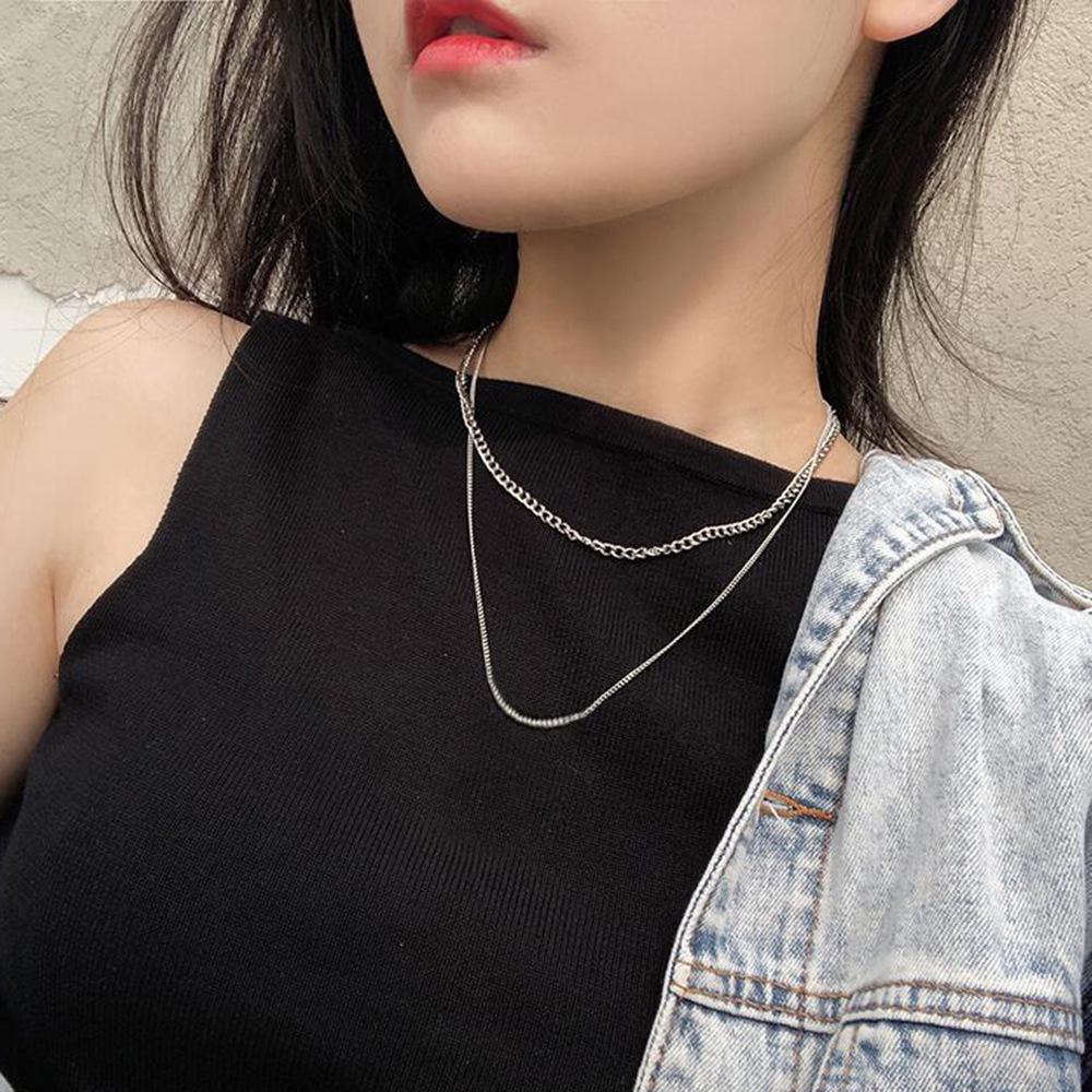 Elegant Double Layer Stainless Steel Christmas Necklace for Women