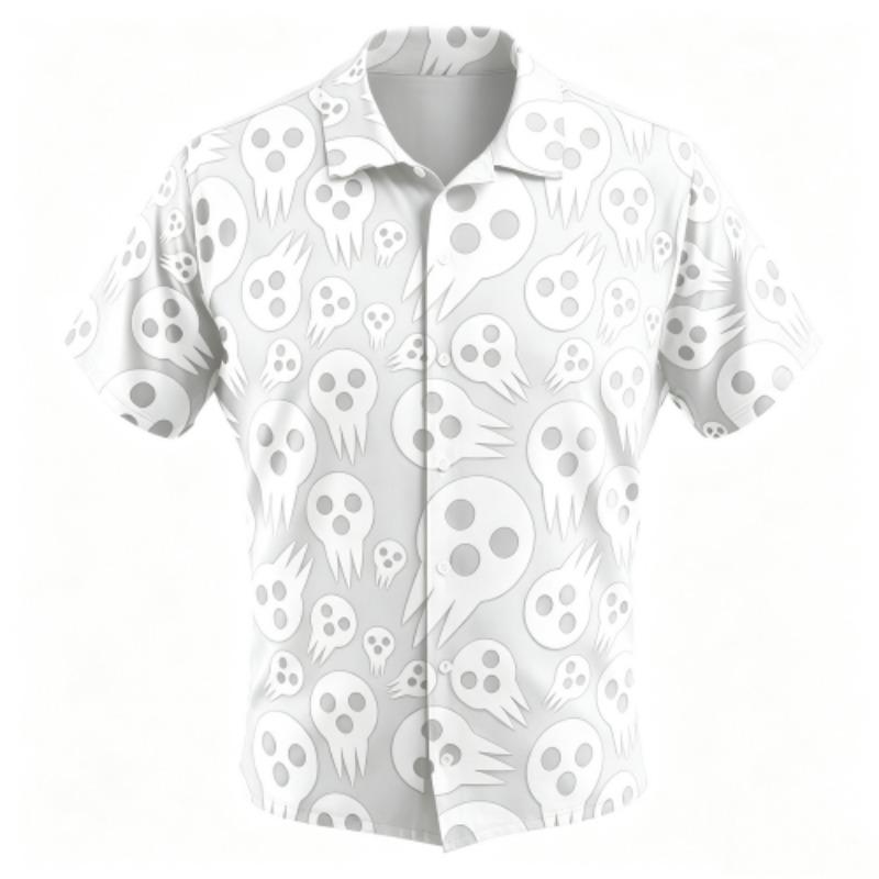 Fashion Cartoon Ghost Monsters Pattern Printing Shirt Hawaiian Beach Vacation Clothing Men's Street Style Shirt Daily Men's and Women's Shirt