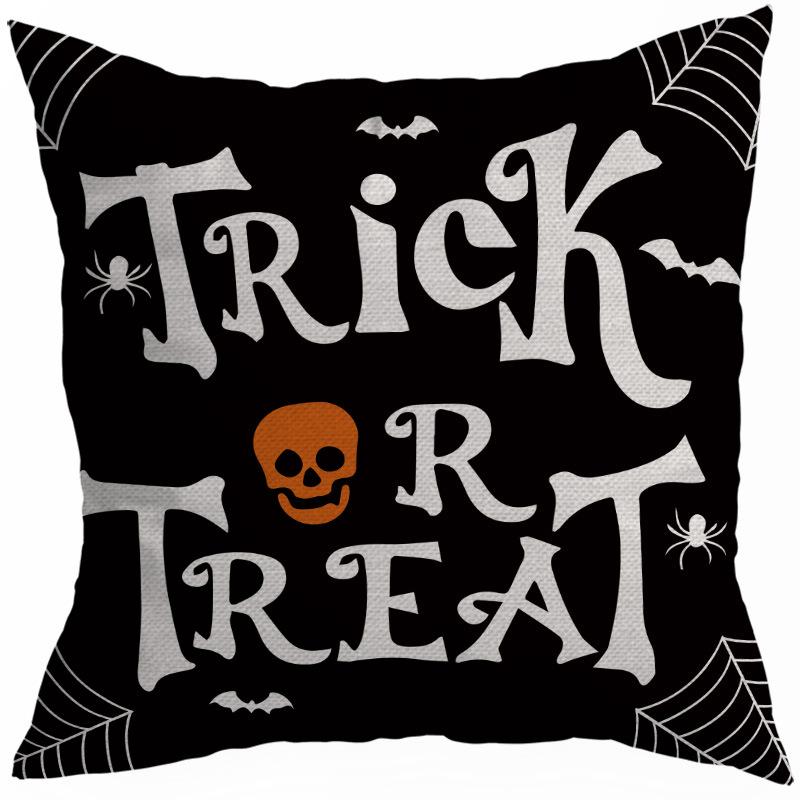New Style 45x45cm Halloween Cushion Cover Linen Pillowcase Pumpkin Grimace Print Festival Party Decorative Pillow Covers, 1PC