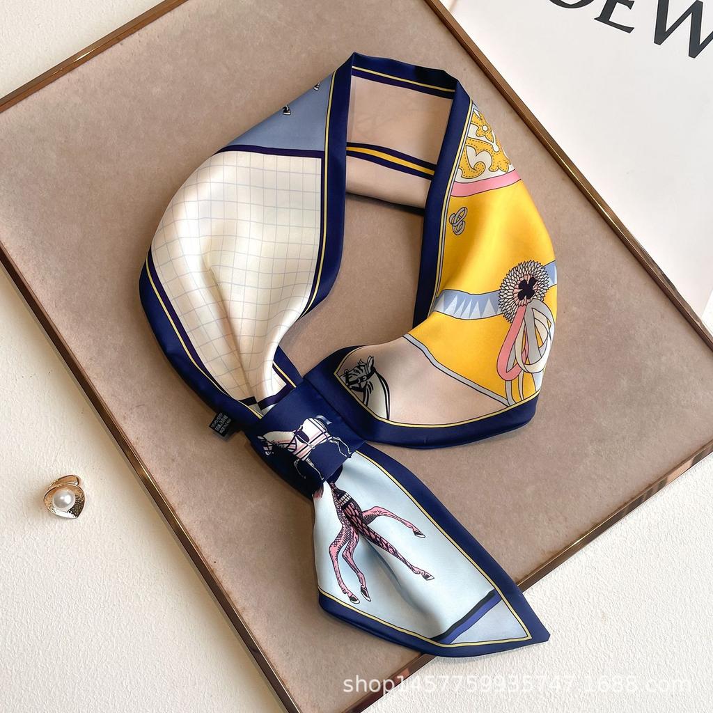 Silk Scarf Small Long Square Scarf Women'S High-End Neck Protection Scarf Professional Matching Shirt Scarf