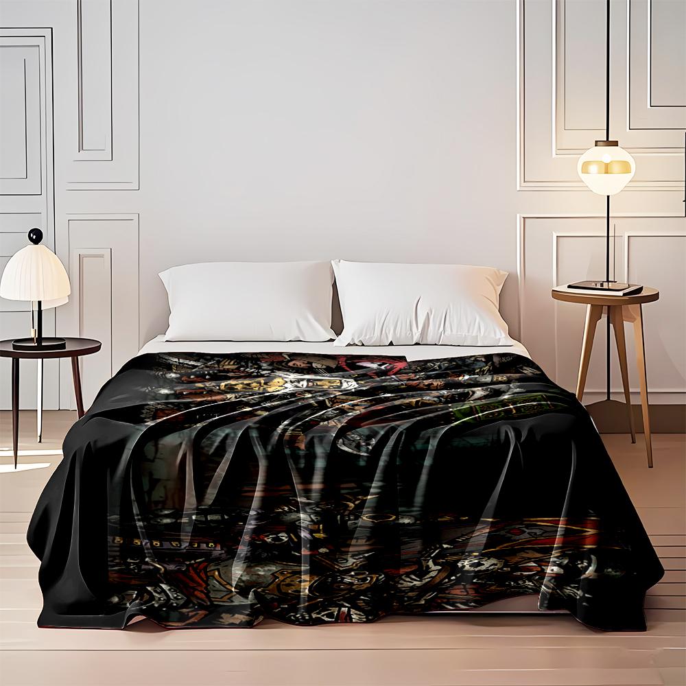 "Dark fantasy battle scene with warriors and undead - Flannel blanket for bedroom, living room, sofa, and nap sofas."
