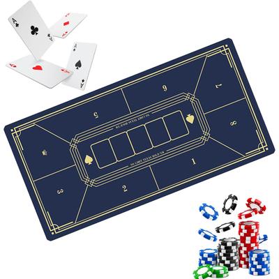 HIRAISM Покерный мат Игровой мат Казино Игральные карты Карточная игра 40x80см с Антискольжением (синий)