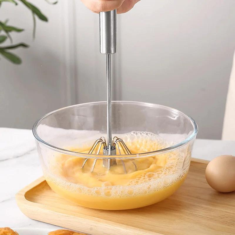 Stainless Steel Semi-Automatic Egg Beater - Multifunctional Manual Milk Frother & Whisk for Mixing, Baking, and Cooking