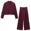 2025 Spring Women's European & American Style Casual Bomber Jacket & Wide-Leg Pleated Pants Set