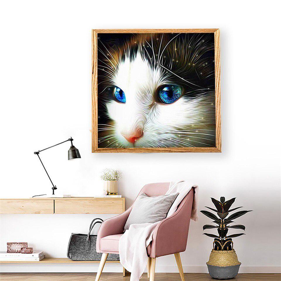 Алмазная картина животное 5D DIY Алмазная вышивка кошка полная круглая мозаика рукоделие