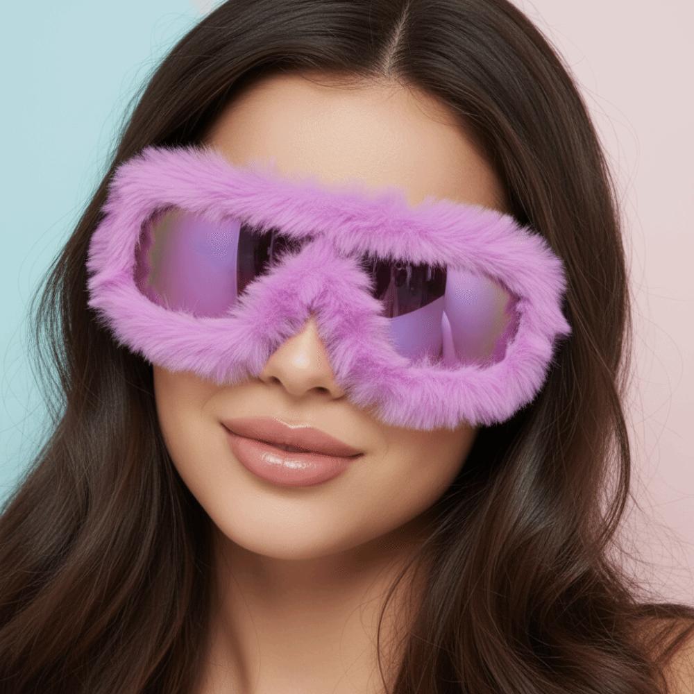 Soft Plush Sunglasses Furry Punk Sunglasses Y2K Winter Sunglasses  Winter Christmas Halloween Party
