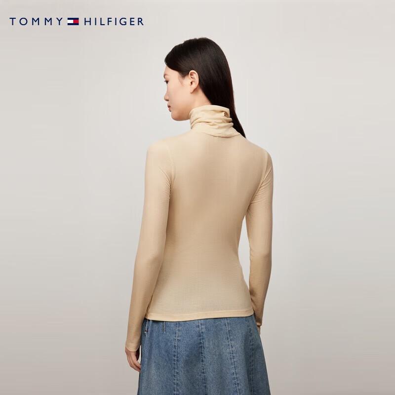 Tommy Hilfiger Женская футболка с высоким воротником и длинным рукавом из смеси лиоцелла