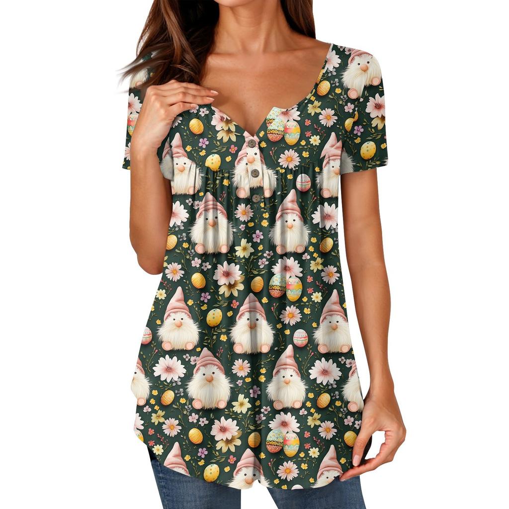 Женские туники, топы, нарядные, повседневные, летние, с принтом, рубашки с коротким рукавом, свободный крой, плиссированный топ в стиле бохо