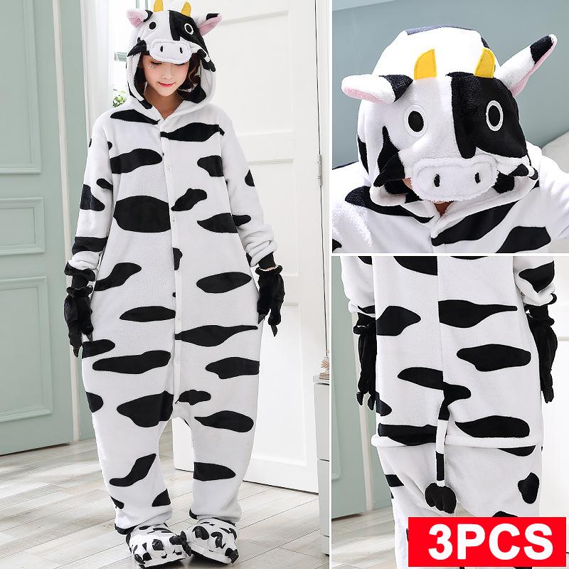 Унисекс взрослый кигуруми корова костюм животного персонаж комбинезон пижама цельный косплей Хэллоуин