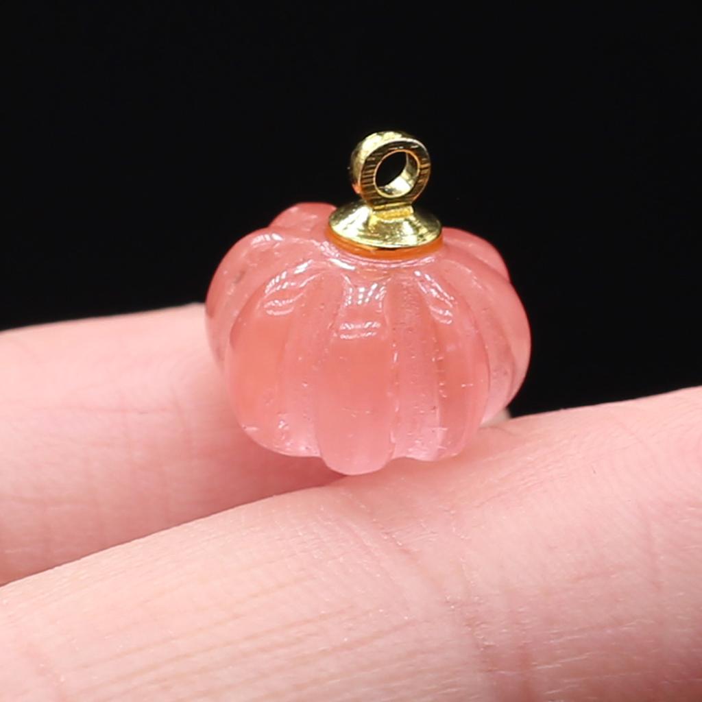 1 шт., подвеска из натурального камня в форме тыквы, кристалл розового кварца, агат, подвески для изготовления ювелирных изделий, аксессуары для ожерелья «сделай сам», 13 × 13 мм