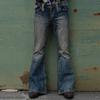 Men's Flared Pants Loose Jeans Patchwork Jeans Punk Style Flared Pants Men's Denim Trousers