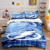 Blue Marble Pattern with White Lightning Bolt Print Bedding Set Duvet Cover Pillowcases (1* Duvet Cover 2* Pillowcases Do Not Include Comforter)