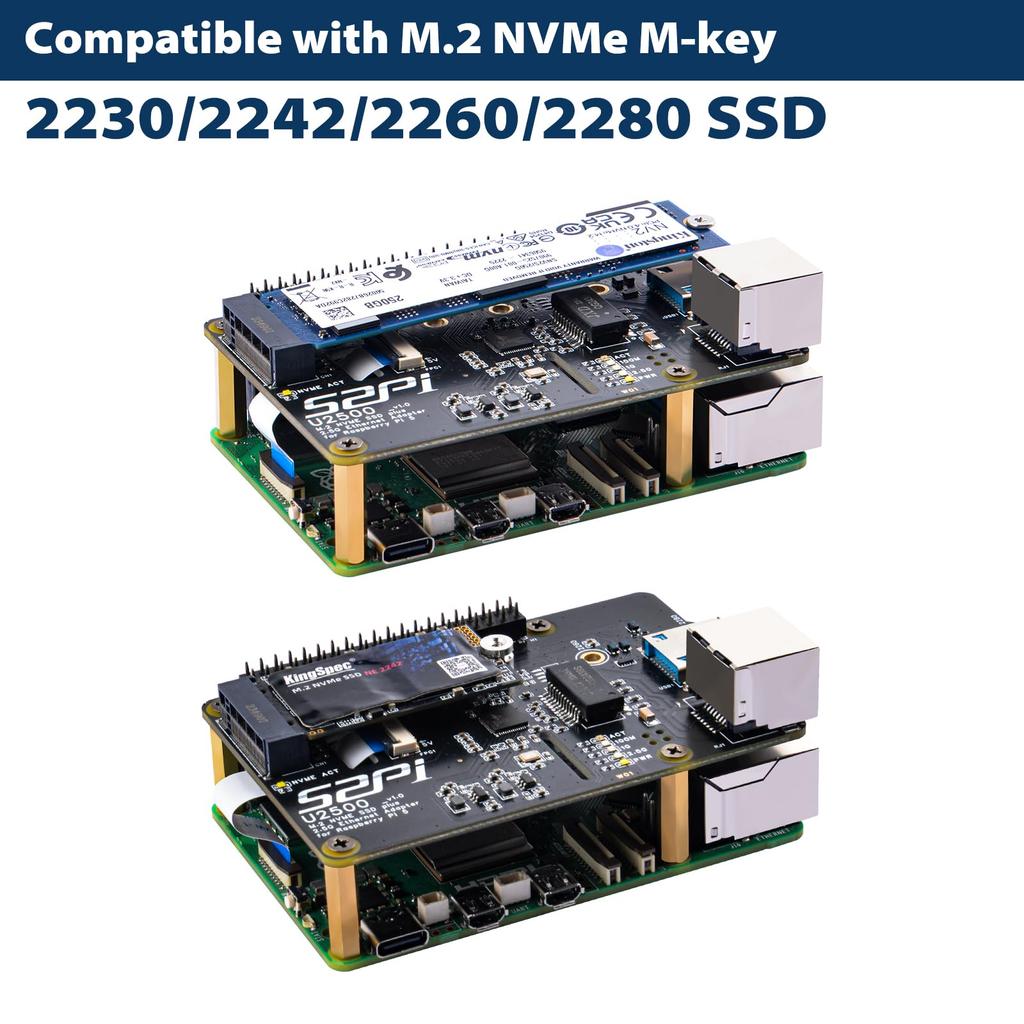 Адаптер Ethernet GeeekPi NVMe SSD Plus — это плата расширения W01 U2500 Hat для Raspberry Pi. Эта плата включает в себя расширение NVMe SSD, USB-сеть и