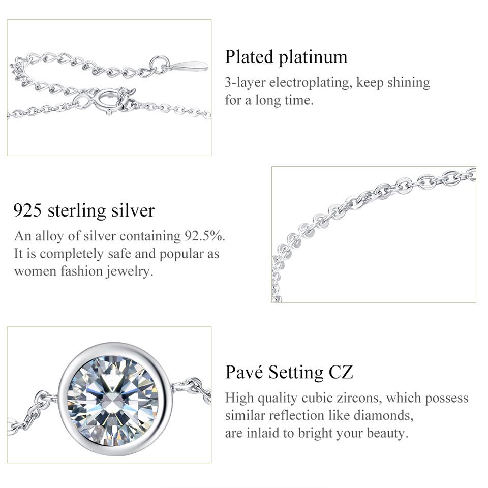 Классических браслет из стерлингового серебра 925 пробы. Инкрустированный платиной и цирконом