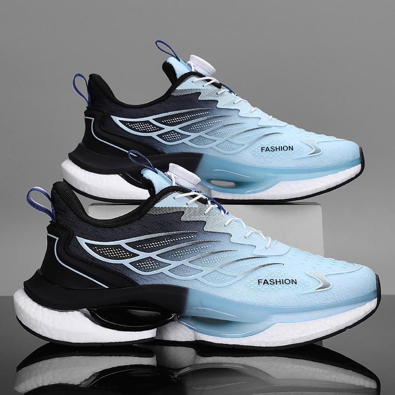 Summer Men's Shoes 2024 New Rotating Button Running Sneakers Men's Breathable Thick-soled Popcorn Cushioning Running Shoes