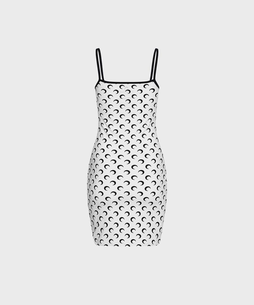 Marine Serre (W) Moon Printed Jersey Mini Dress Optical White
