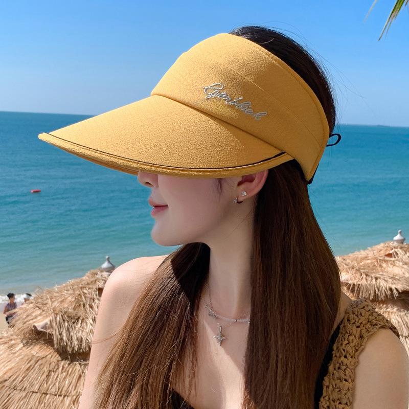Летняя новая шляпа женская для занятий спортом на открытом воздухе солнцезащитная шляпа с открытым верхом с широкими полями однотонная универсальная солнцезащитная шляпа