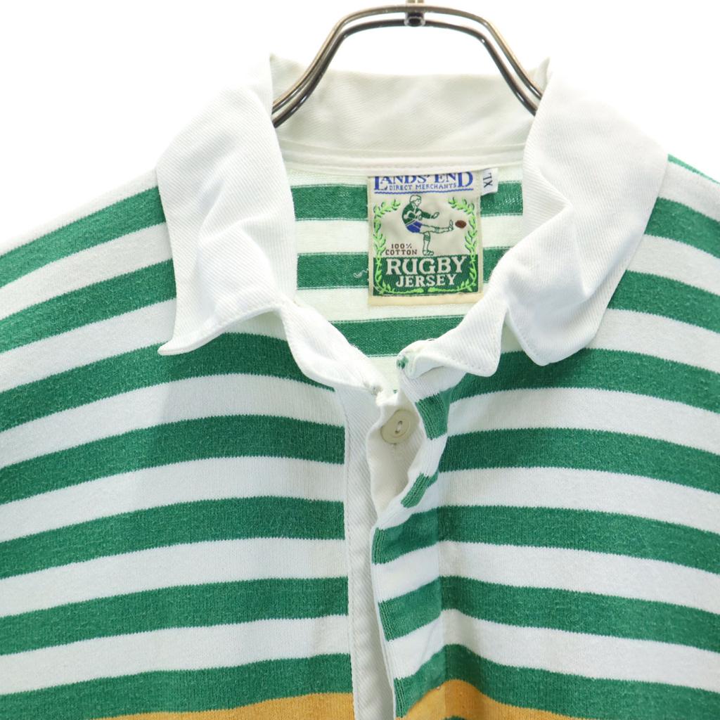 LANDS' END 80-е годы винтаж Узор в полоску Лонгслив Футболка Лагерь XL Мужская Б/У