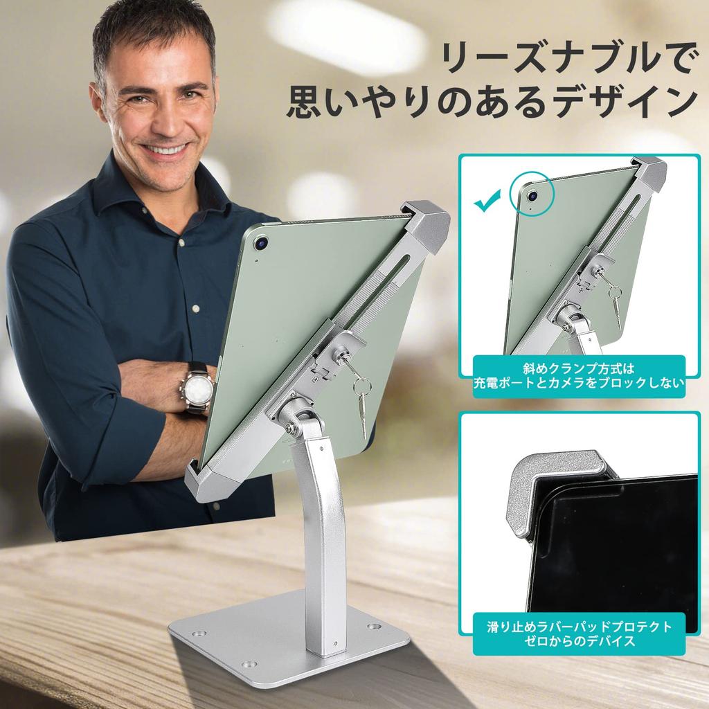 Планшет Woleyi Монитор безопасности iPad Настольная Вертикальная Подставка из Алюминиевого Сплава с Замком Безопасности и Настольным Креплением Совместимый Японская Инструкция
