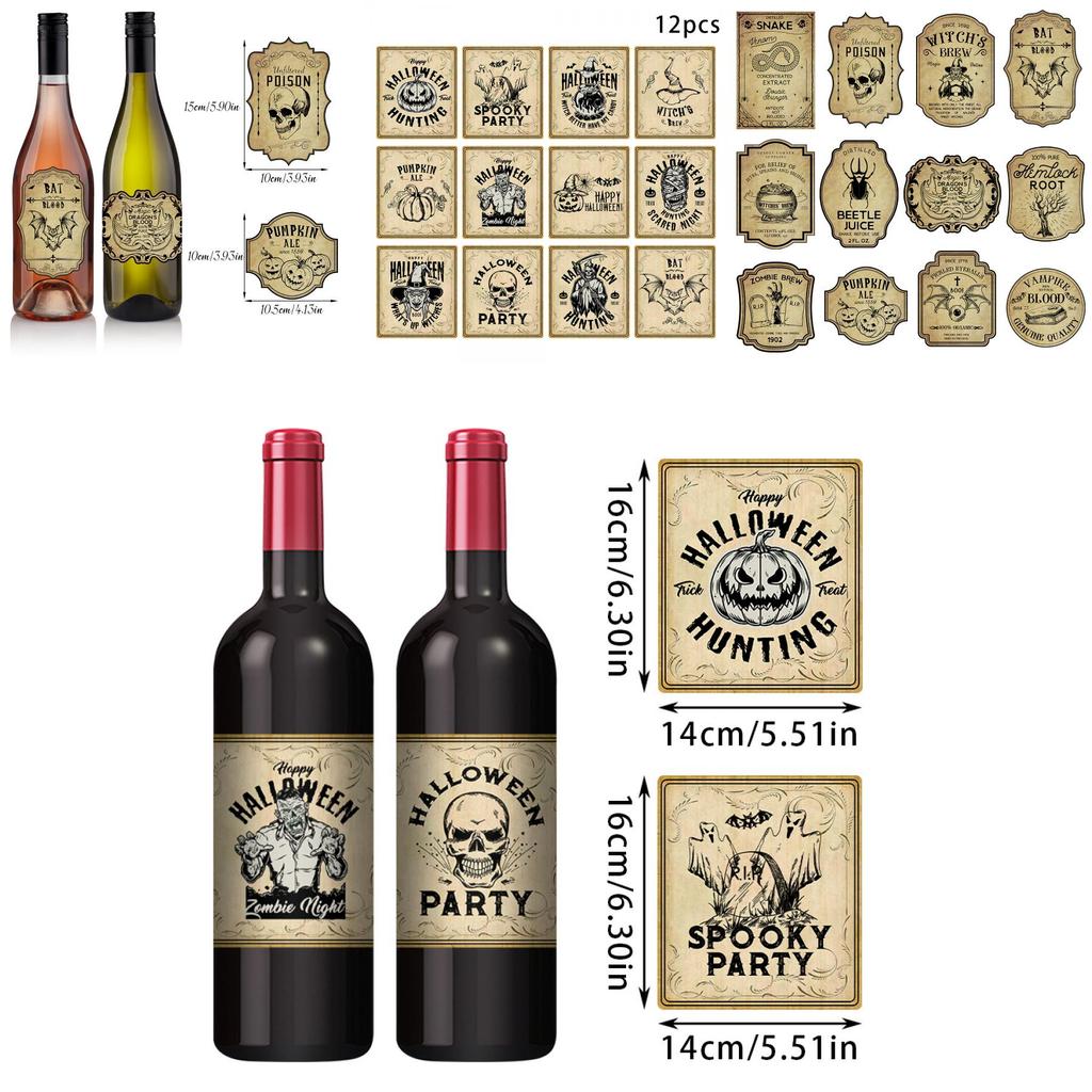 Винтажные наклейки на бутылки на Хэллоуин с декором в виде тыквенной головы для украшения места проведения вечеринки