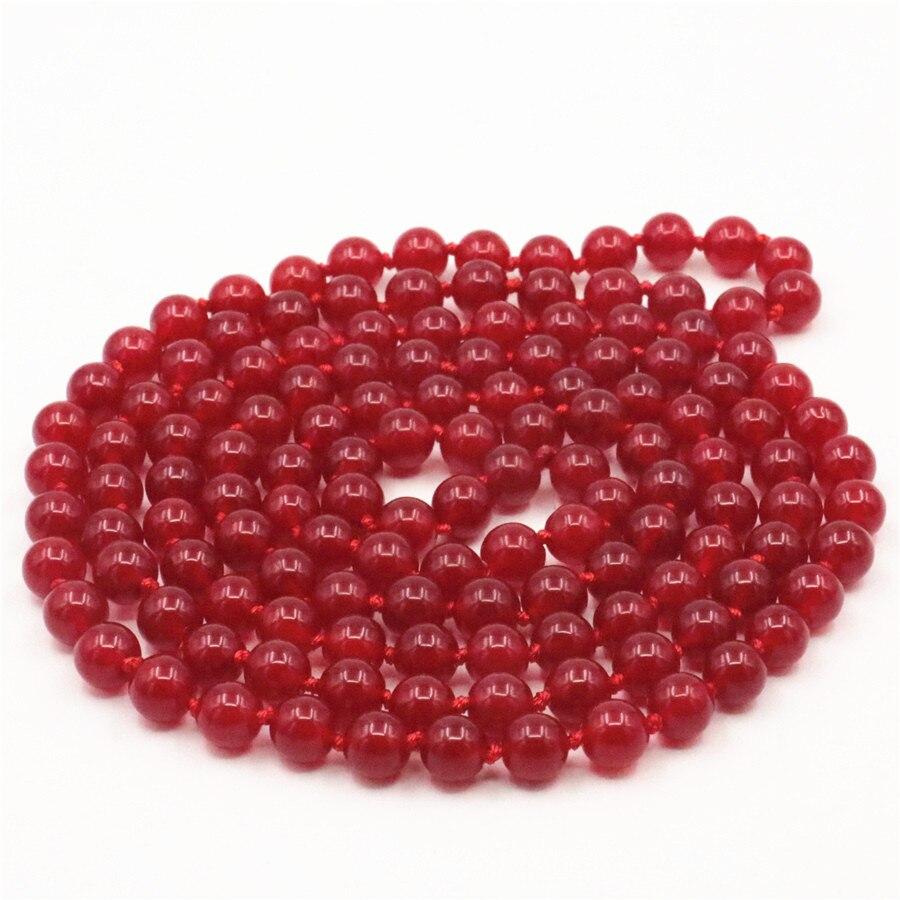 New Accessory Chalcedony Beads Purple Crystal Necklace Natural Stone for Women Girls Gifts Party Ball Jewelry Making 8mm 50inch