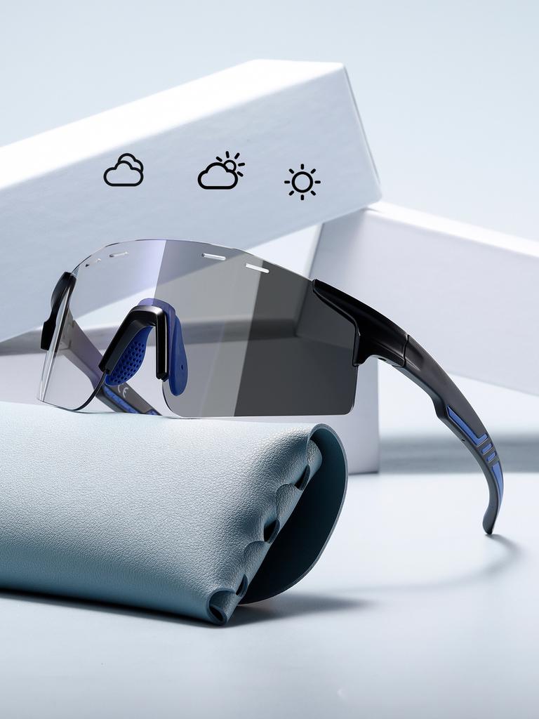 Солнцезащитные очки для велоспорта, меняющие цвет, для спорта на открытом воздухе, ветрозащитные очки, литьевые, нескользящие, с большой оправой 9061