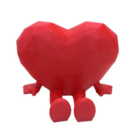 Sitting Heart Ornament Cute Heart Figurine with Movable Legs Home Office Desk Shelf Love Heart Statue Gift for Lovers Friends