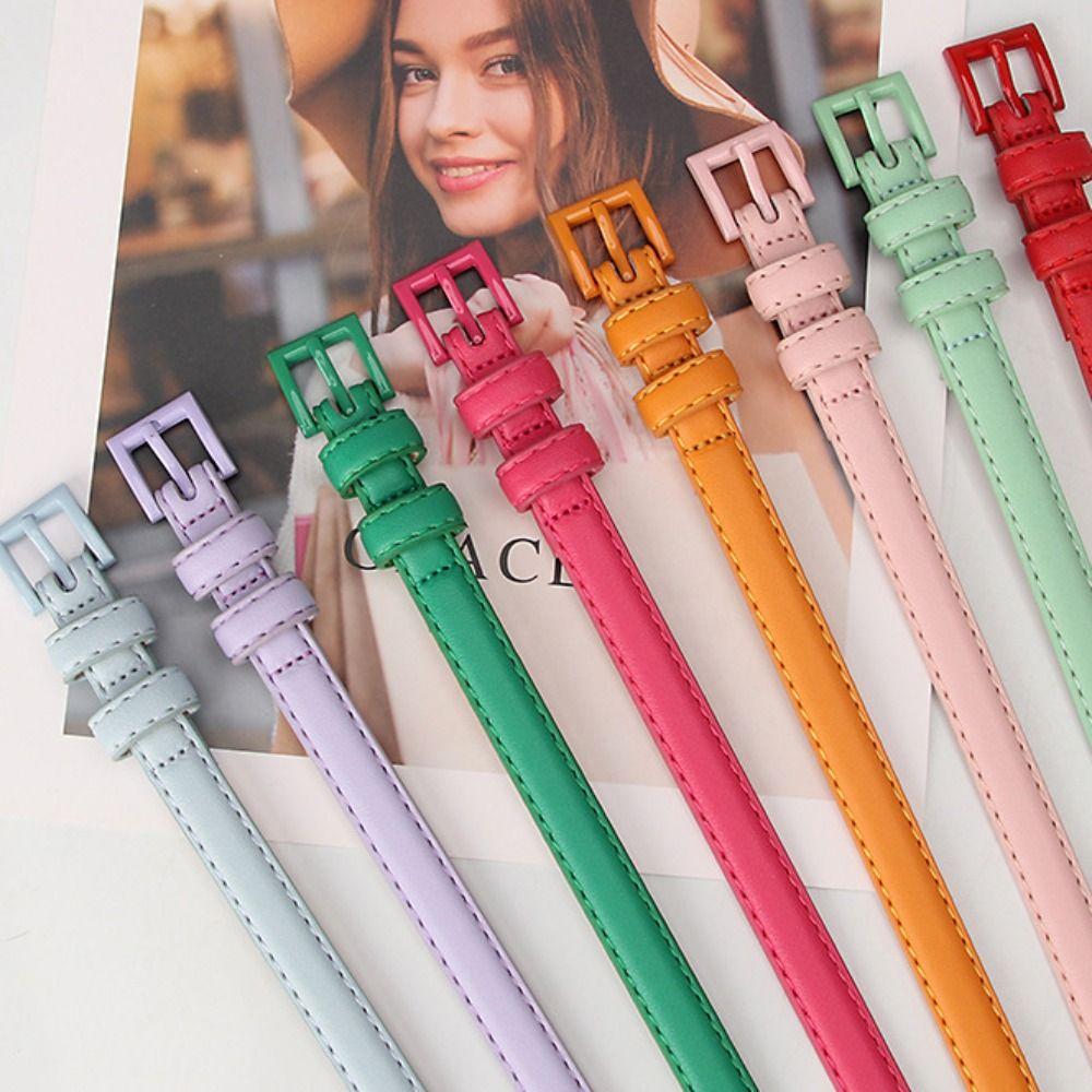 Vintage Candy Color Belt Elegant Dress Waistband Retro Thin Waist Belt Jeans Decoration