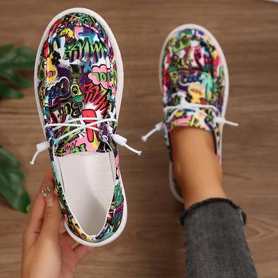 Женские кроссовки, новые элегантные дизайнерские туфли на плоской подошве с принтом для женщин, модные повседневные кроссовки с круглым носком, женские модные уличные мокасины