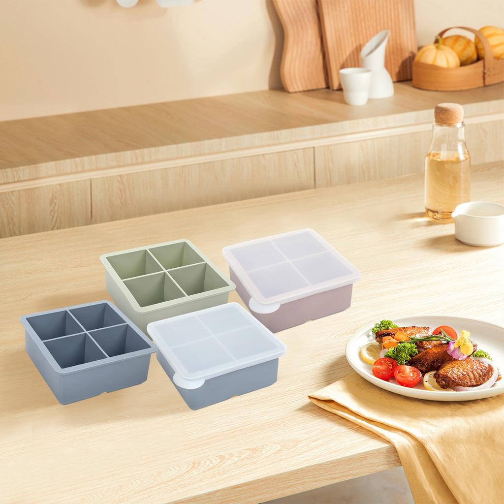 Silicone Ice Tray Ice Box With Lid Homemade Ice Grid- Creative Can Be Superimposed Multi-grid Ice Artifact Press The Ice Tray