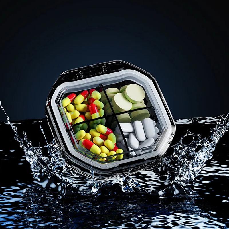 6 сеток, коробка для хранения таблеток, коробка для хранения лекарств, отделение для лекарств, мини-портативный контейнер-органайзер с уплотнительным кольцом