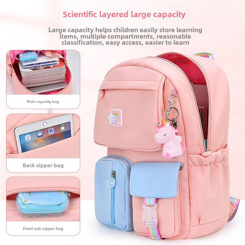 Princess-Inspired Lightweight Schoolbag for Elementary Girls, Grades 1-6, with Back Protection and Load Reduction