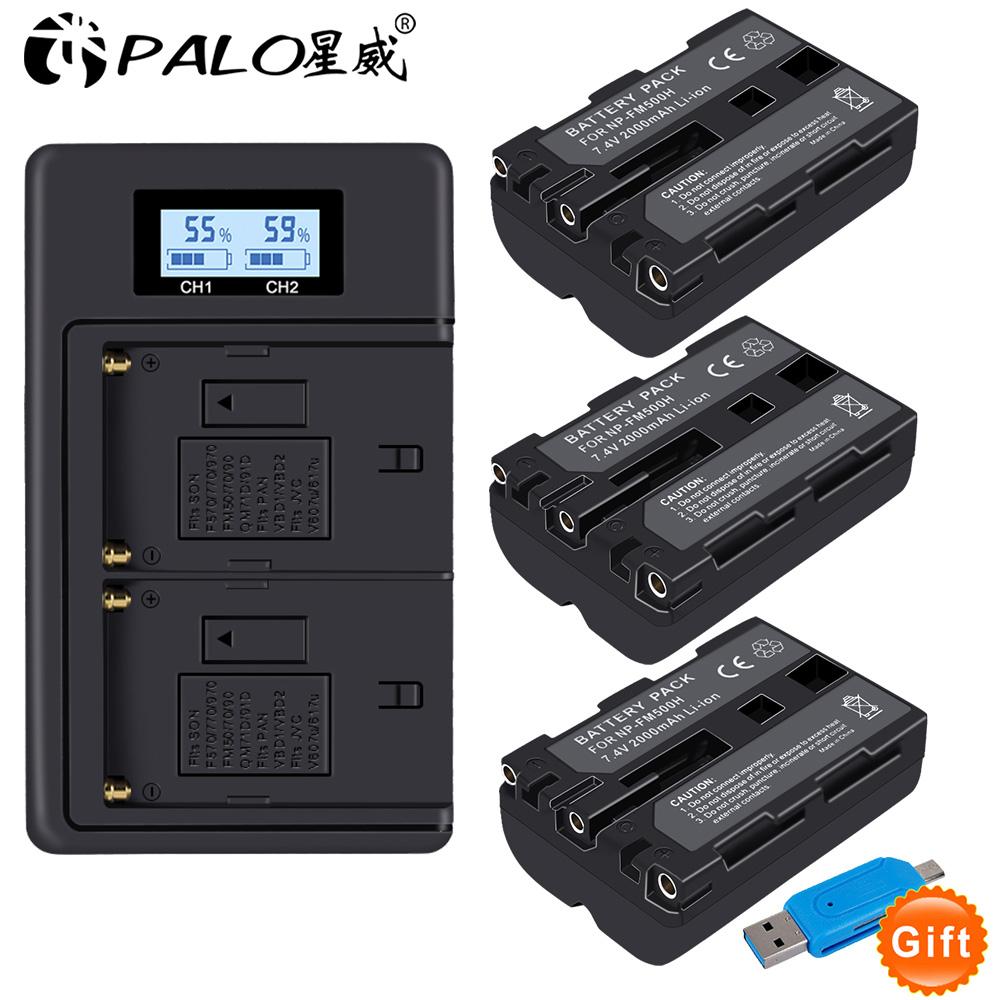 2000 мАч NP-FM500H NP FM500H NPFM500H аккумулятор для камеры + ЖК-дисплей USB двойное зарядное устройство для Sony A57 A58 A65 A77 A99 A550 A560 A580 аккумулятор