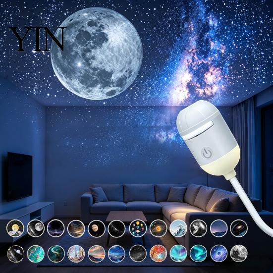 Портативный ambient-светильник USB Звездный проектор, Гибкий штатив Ночная лампа с 3/4/6/12/24 простыми в использовании проекционными пленками, Светодиод для потолка спальни