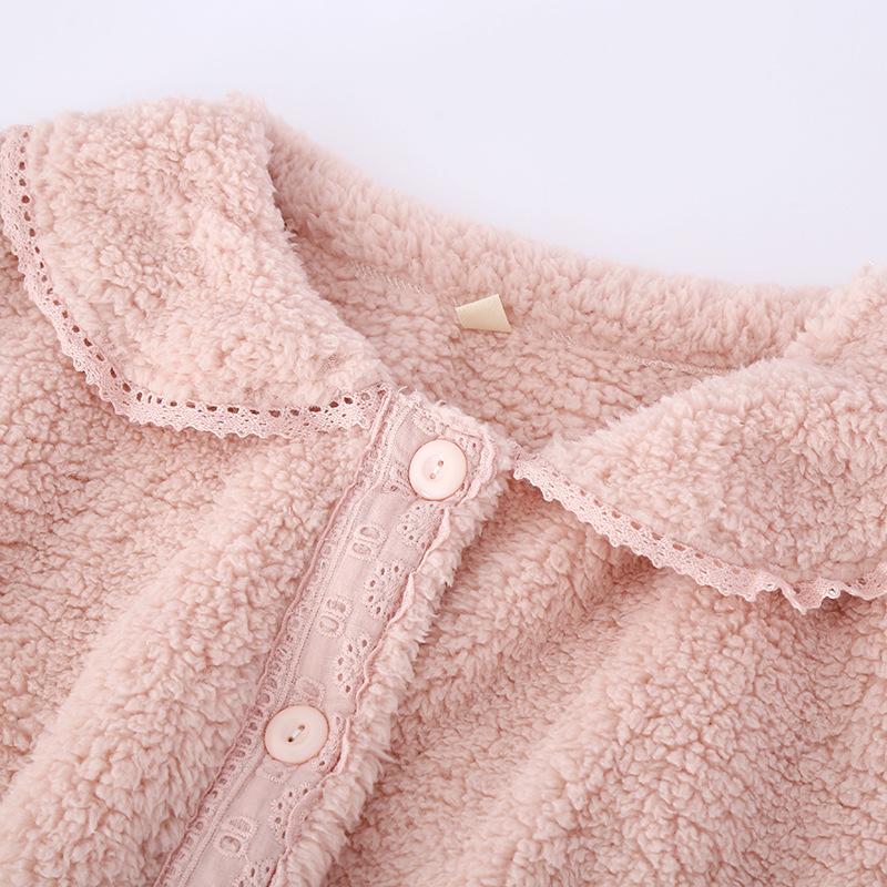 Women's Flannel Pajamas High Quality and Soft Autumn and Winter Thickened Warm Suits Long-sleeved Trousers Lapels Women's Home Service