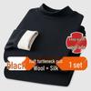 Cashmere Silk Half Turtleneck Thermal Underwear Set: German Fleece, Mid-Neck, Autumn Wear with Velvet, Thickened for Couples.