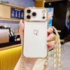 Металлический Чехол-Ремешок Для iPhone 17 Pro Max Шнурок 16 14 13 15 Plus Air Crossbody Покрытие Любовь Защита Камеры Ударопрочный Чехол