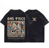 One Piece Luffy Anime Printed Tshirt Mens and Womens Washed Tshirt High Quality Vintage Cotton Tshirt Harajuku YK Top