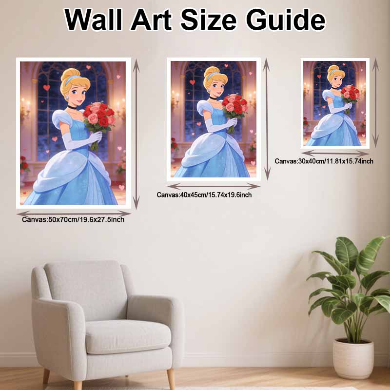 Disney Diamond Art Painting Kit 5D Cinderella Diamond Painting Dot Art Kit Home Wall Decor
