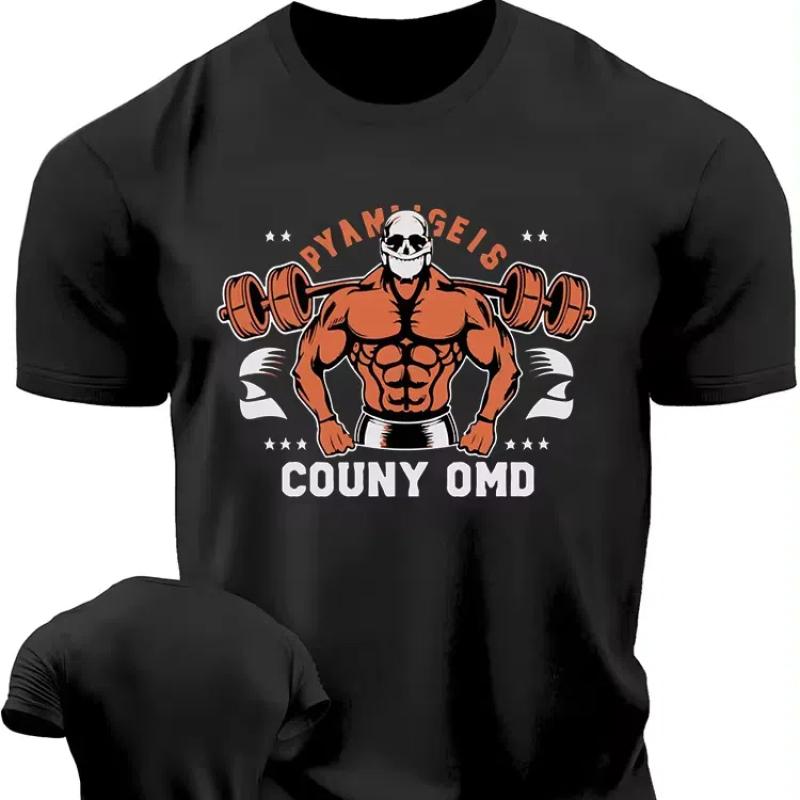 2024 Европа и США летняя повседневная мужская футболка для спортзала Футболка в мужском стиле с короткими рукавами быстросохнущая футболка