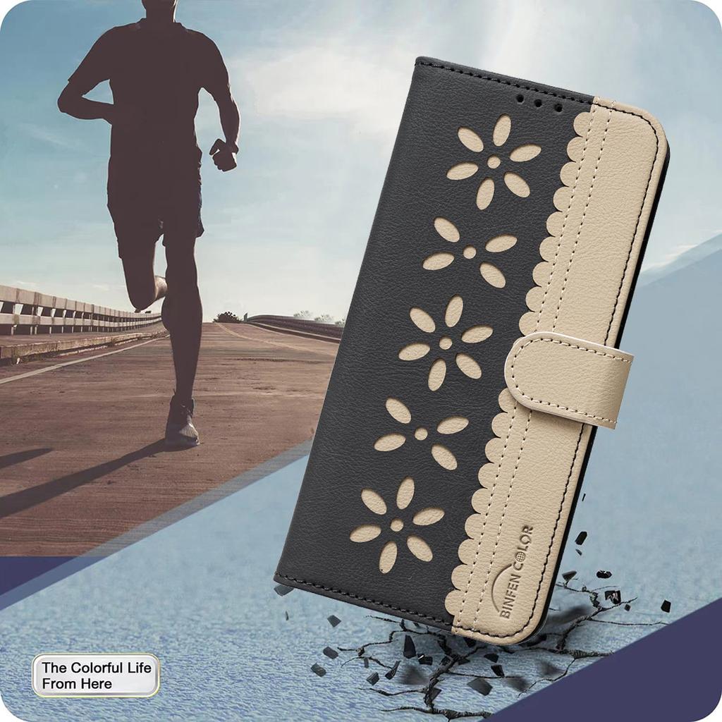 Для Xiaomi Poco M8 5G/Redmi Note 15 5G (Глобальный)/15 4G (Глобальный) Кожаный чехол BINFEN COLOR BF36 с цветочным узором, чехол для телефона, кошелек с RFID-блокировкой, подставка